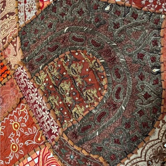 Bohemian Patchwork Wall Hanging - Rust Multicolor - Picture 8 of 8